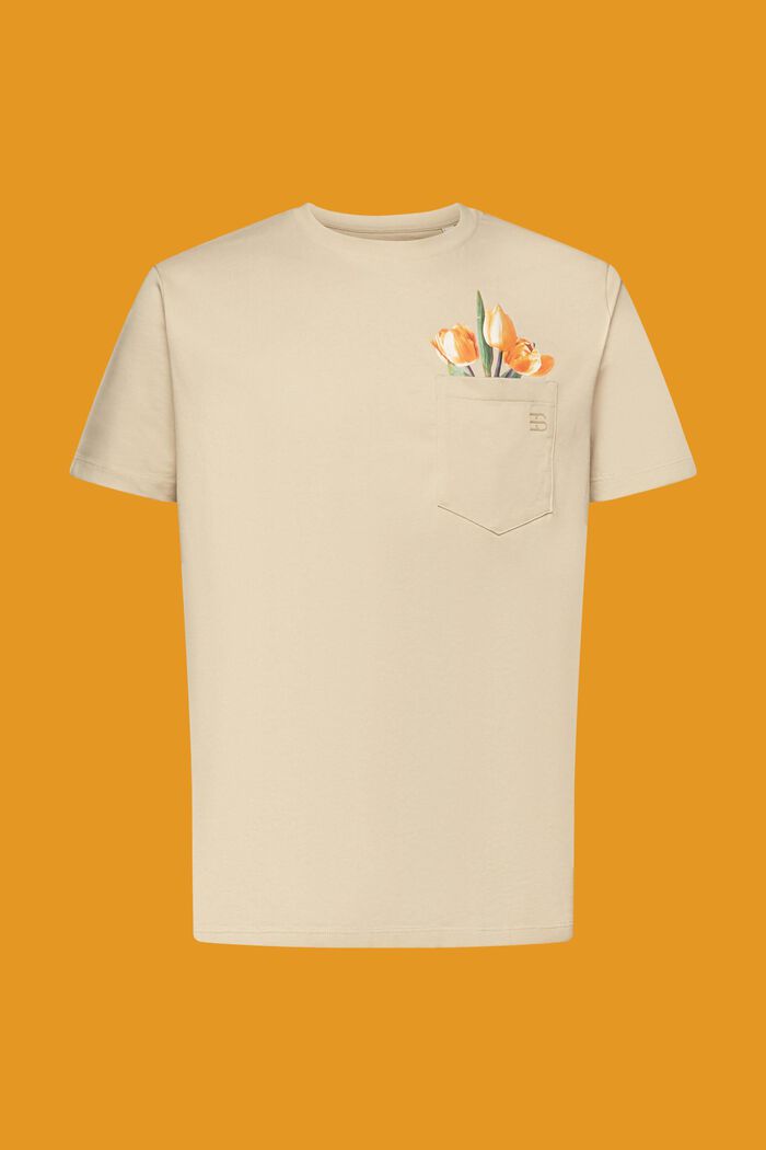 Jersey t-shirt with a print, 100% cotton, KHAKI BEIGE, detail image number 7