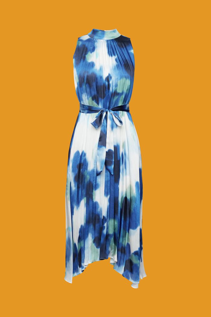 Crinkled midi dress with all-over print, OFF WHITE, detail image number 7