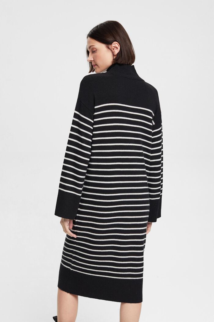 雙色調羊毛混紡連身裙，LENZING™ ECOVERO™, 黑色, detail image number 3