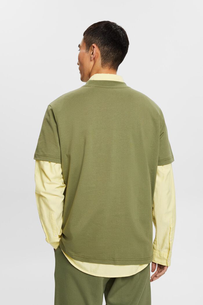 100%純棉厚平織布LOGO標誌T恤, 橄欖綠, detail image number 3
