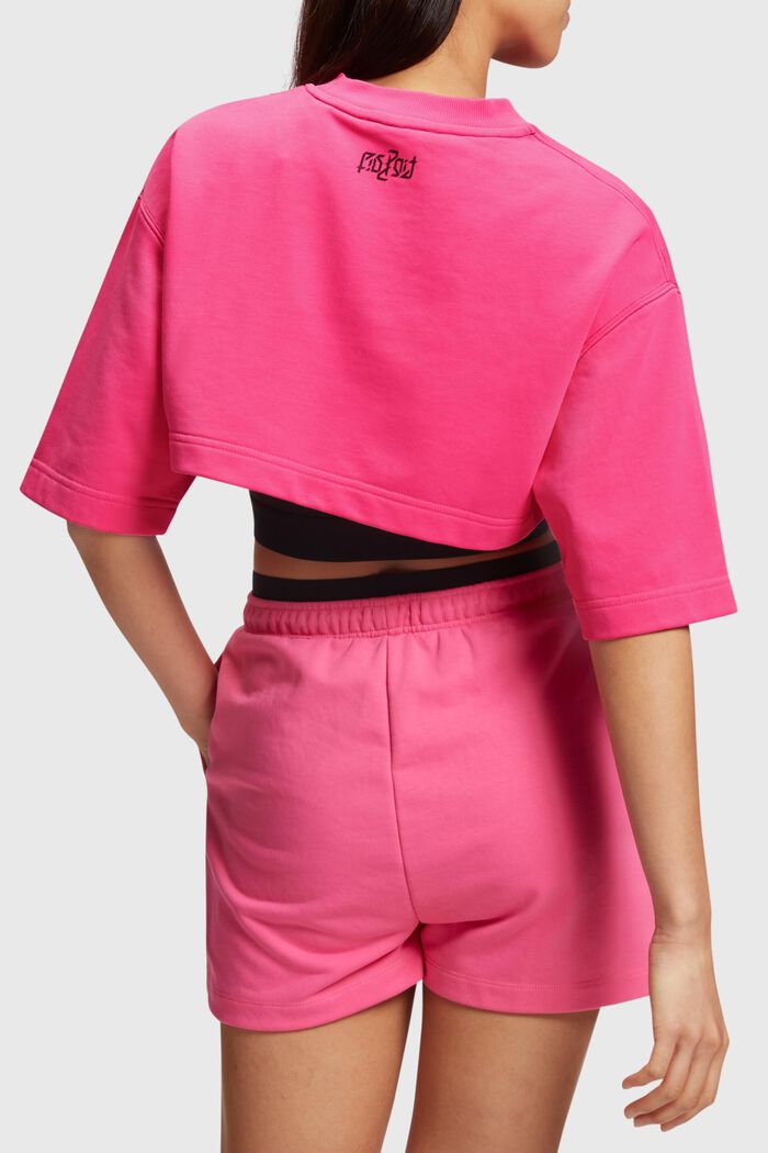 螢光印花標誌短身衛衣兩件套, 粉紅色, detail image number 1