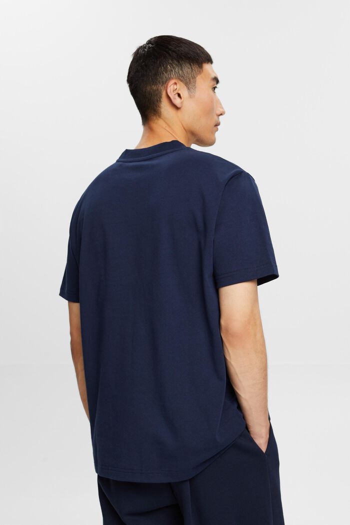 100%純棉厚平織布LOGO標誌T恤, 海軍藍, detail image number 3