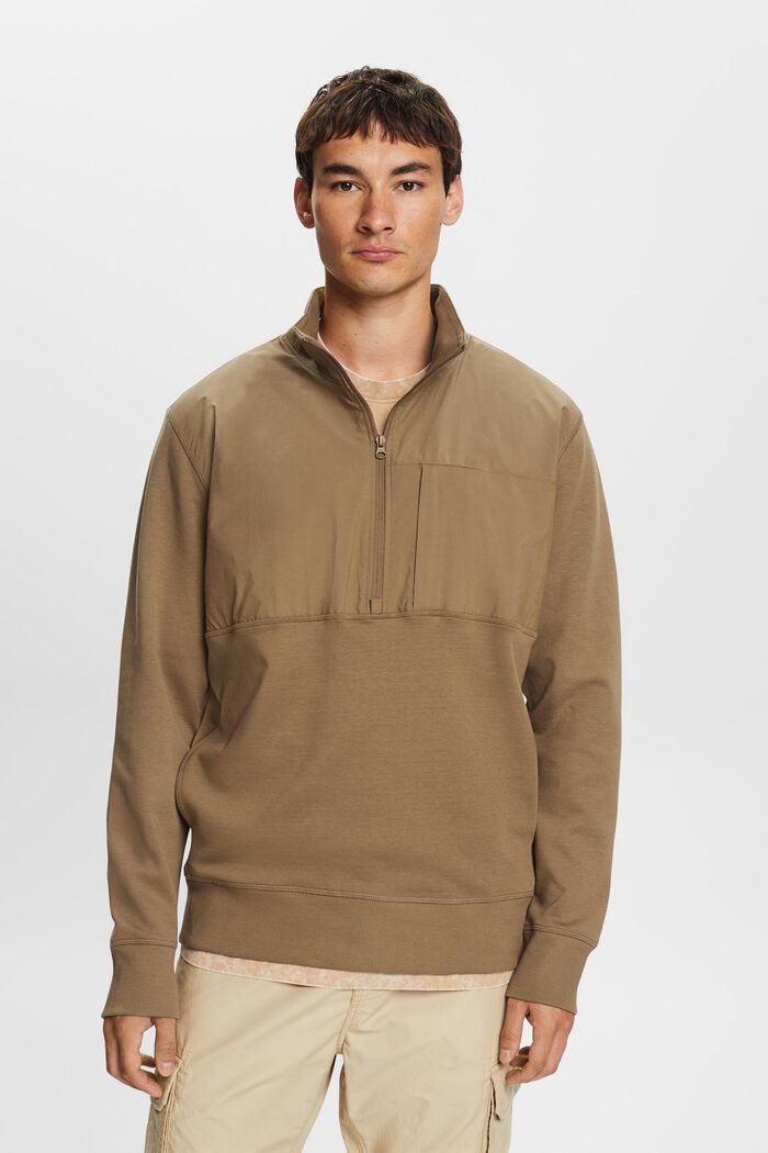 Shop the Latest in Men\'s Fashion Mixed material half-zip sweatshirt |  ESPRIT Hong Kong Official Online Store