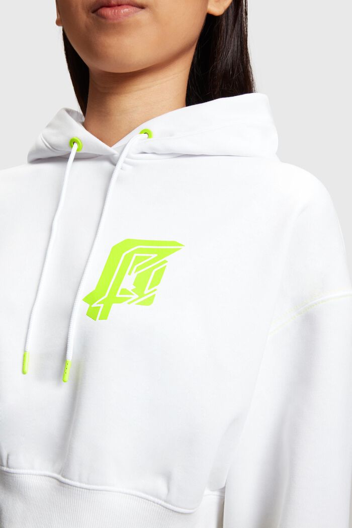 Cropped Neon Pop Logo Hoodie, WHITE, detail image number 0
