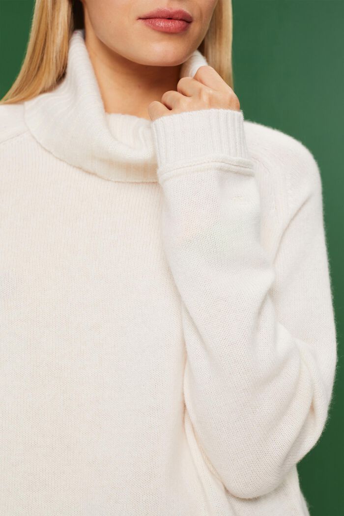 Cashmere Turtleneck Sweater, OFF WHITE, detail image number 2