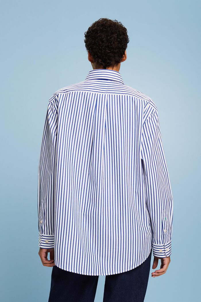 Striped Poplin Shirt, 藍色, detail image number 2