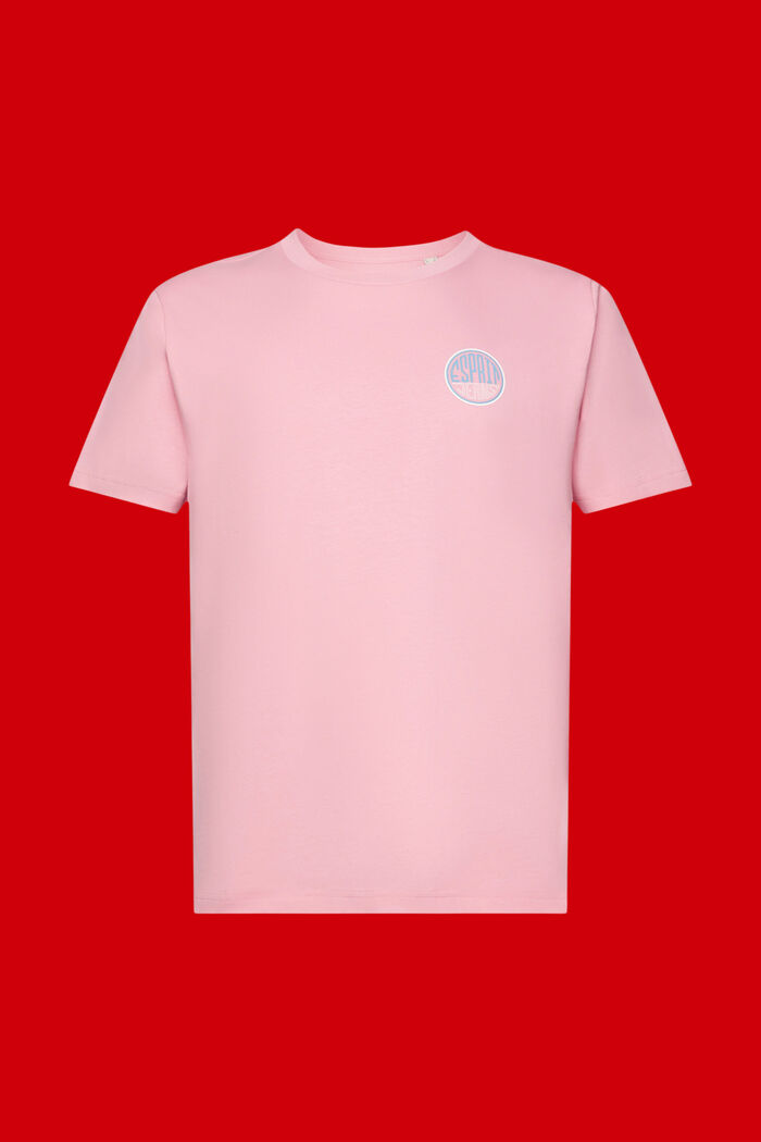 Cotton t-shirt with logo breast print, PINK, detail image number 5