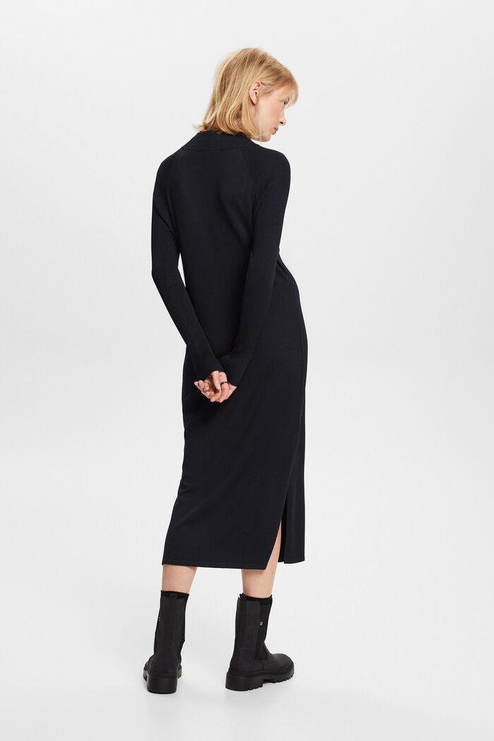 Knit Mock Neck Midi Dress, BLACK, detail image number 1
