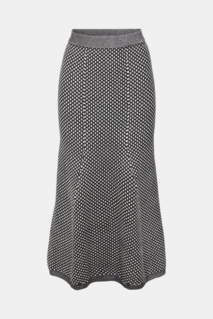 雙色紋理針織半身裙, 黑色, detail image number 2