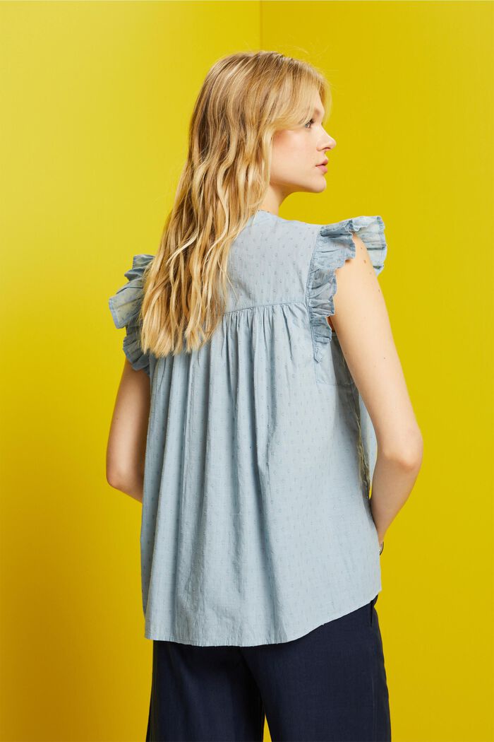Swiss dot sleeveless blouse, 100% cotton, LIGHT BLUE LAVENDER, detail image number 3