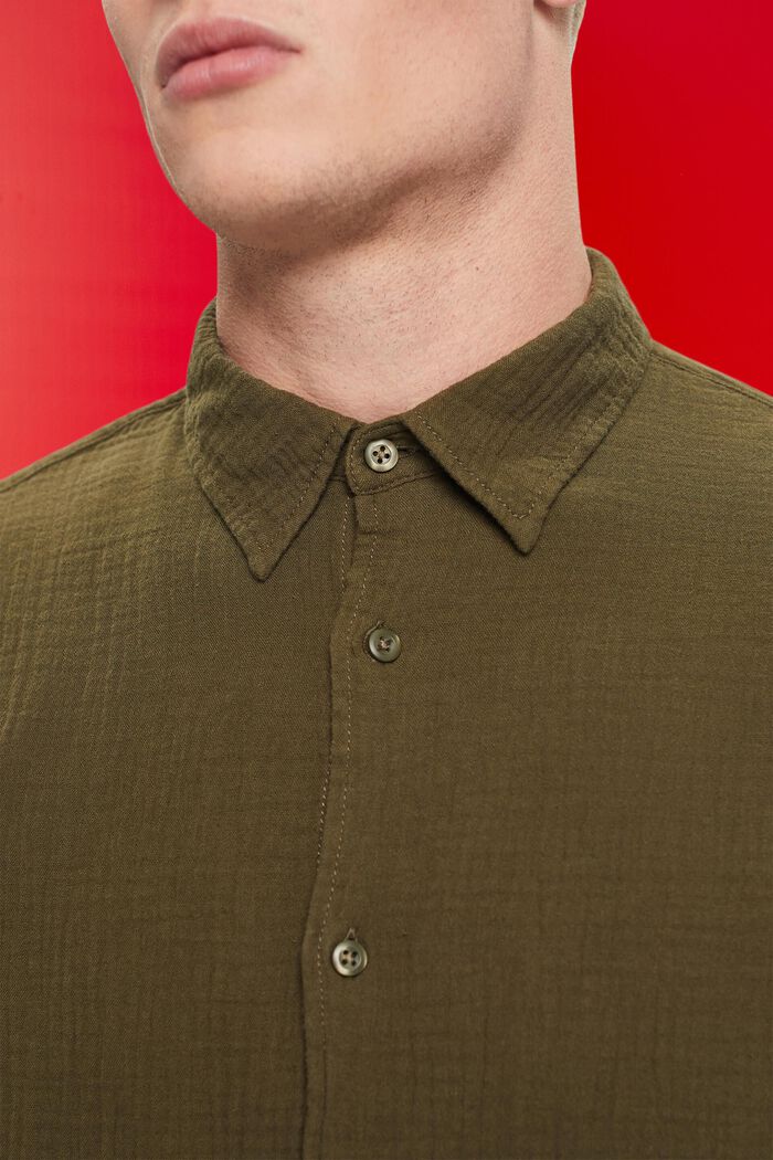 再生棉質平紋細布恤衫, 軍綠色, detail image number 2