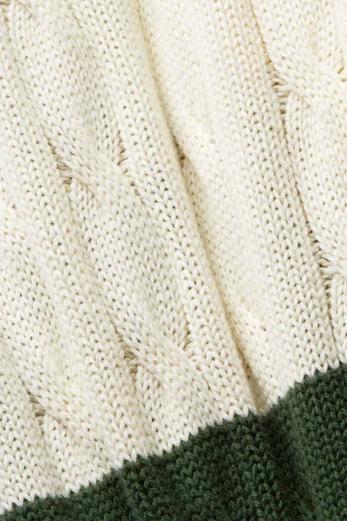 Striped Cable Knit Sweater, OFF WHITE, detail image number 6