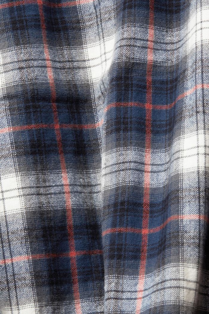 Pure cotton oversized shirt with checked pattern, PETROL BLUE, detail image number 1