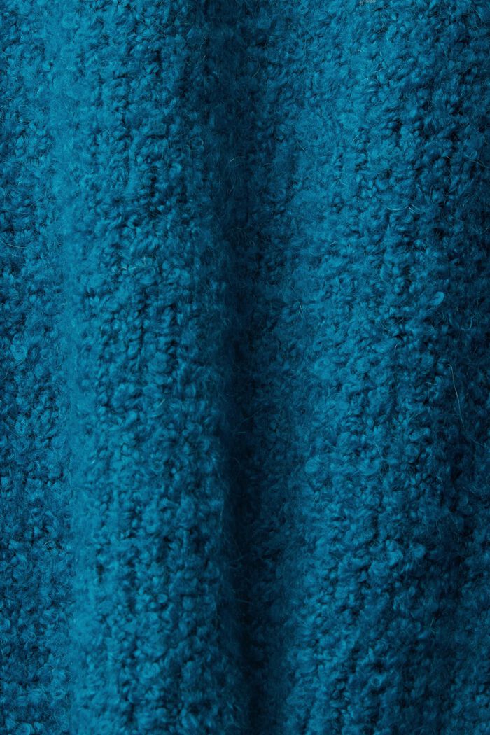 羊毛混紡羊駝毛圈圈紗針織上衣, 藍綠色, detail image number 1