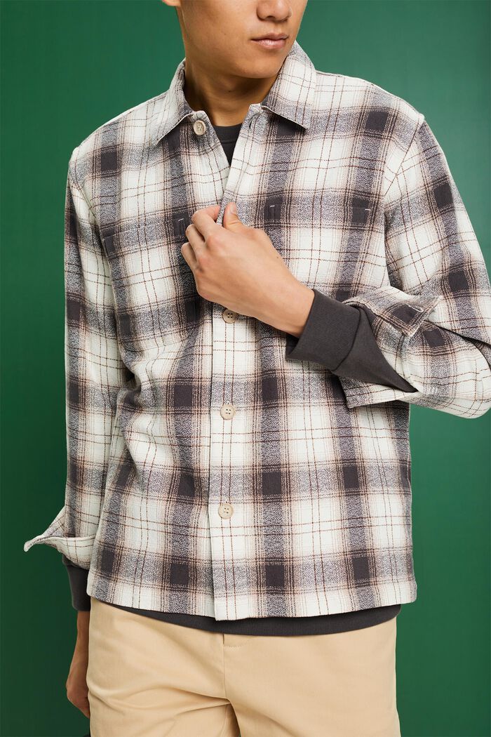 格紋棉質法蘭絨恤衫, 米色, detail image number 1