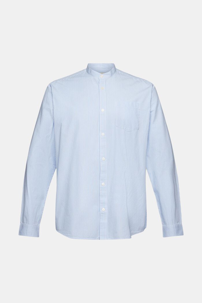 棉質立領細條紋恤衫, 灰藍色, detail image number 5