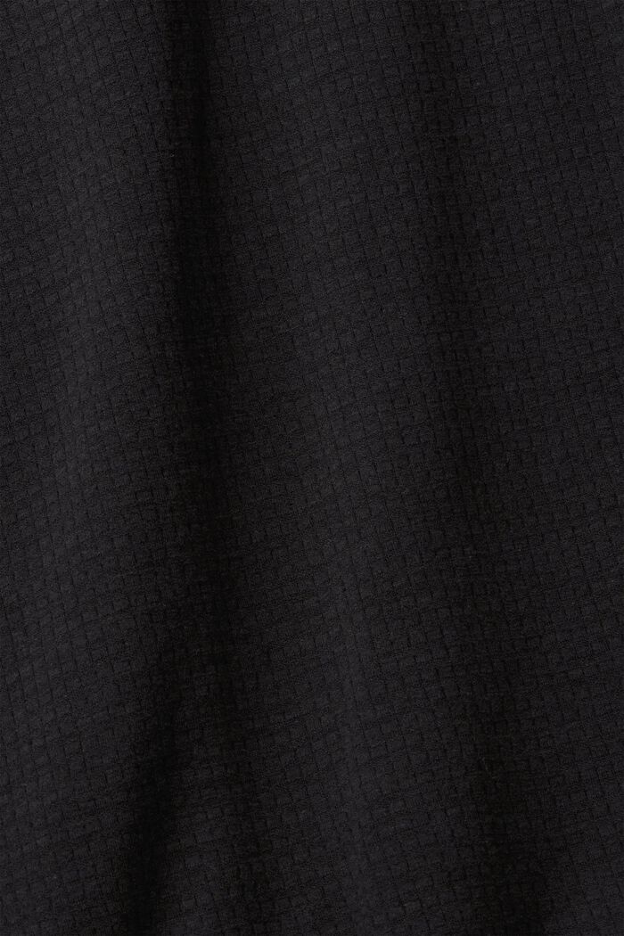 羅紋長袖上衣, 黑色, detail image number 4