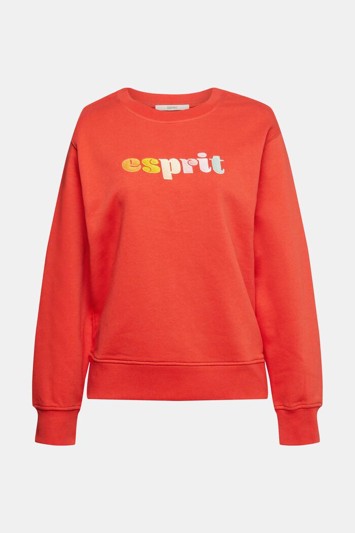 Sweatshirt with a colourful embroidered logo, ORANGE RED, detail image number 2