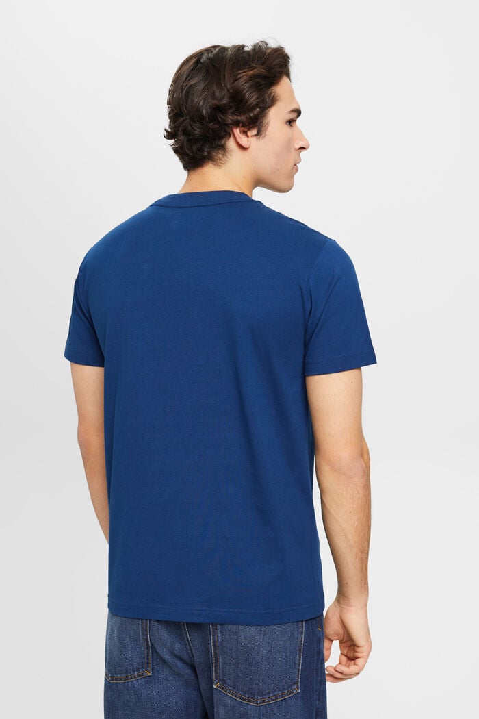 胸前LOGO標誌印花棉質T恤, 深藍色, detail image number 3