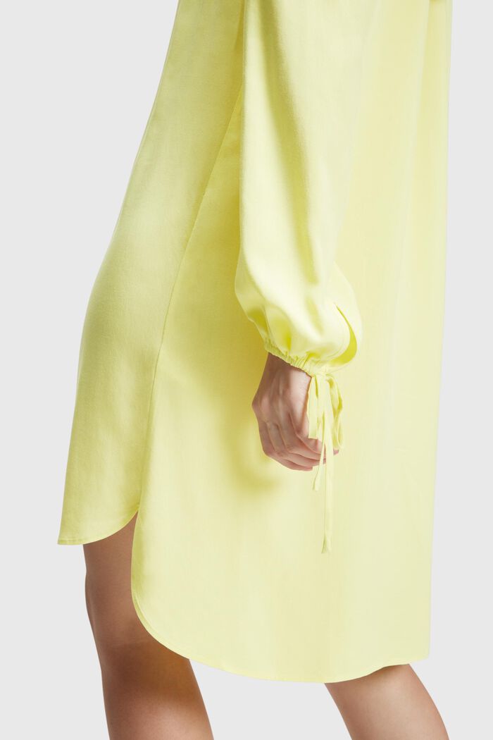 RAYON SILK Tie Neck Dress, LIME YELLOW, detail image number 1