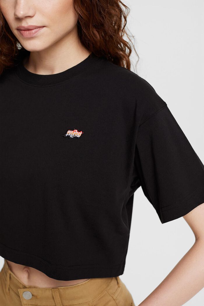 Ambigram 胸前刺繡短版 T 恤, 黑色, detail image number 0