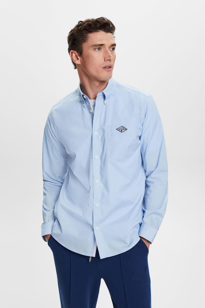 棉質扣角領恤衫, 淺藍色, detail image number 0