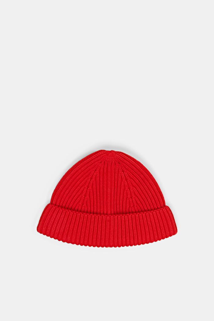 100%純棉羅紋針織圓帽, 紅色, detail image number 0