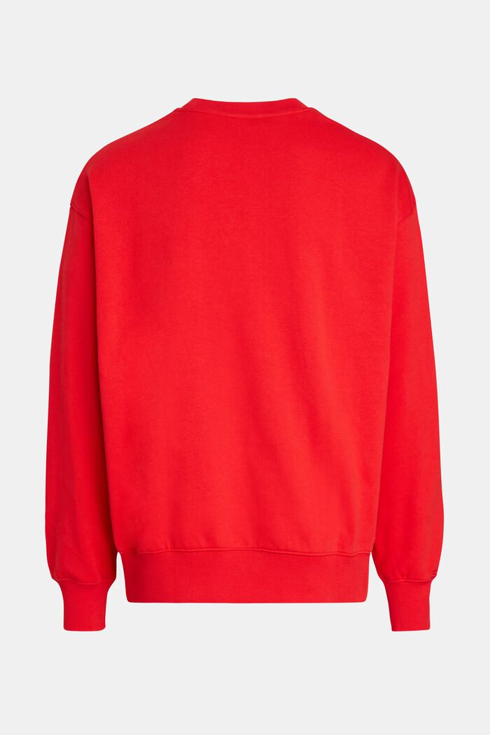 Flocked logo applique sweatshirt, RED, detail image number 4