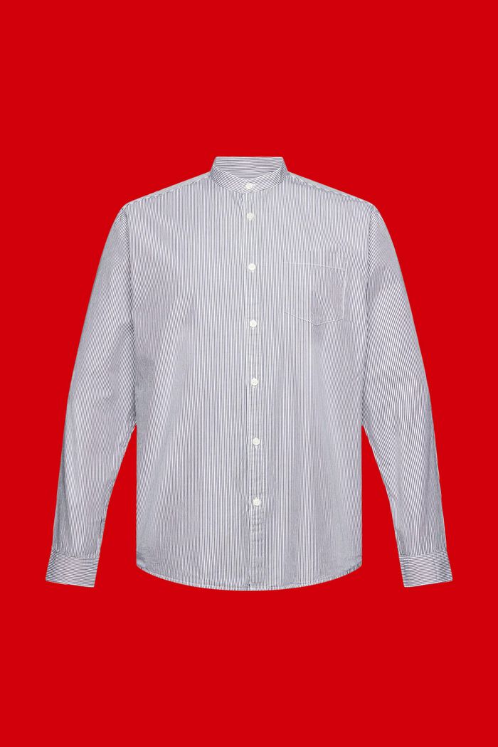 棉質立領細條紋恤衫, 海軍藍, detail image number 5