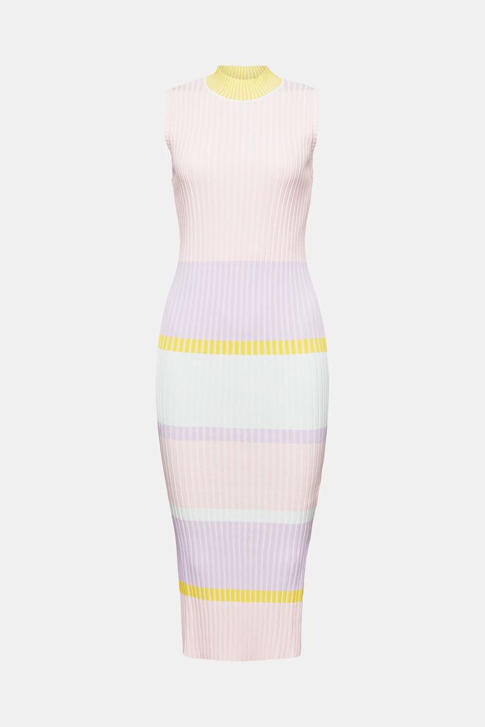 Striped Knit Sleeveless Midi Dress, PASTEL PINK, detail image number 5