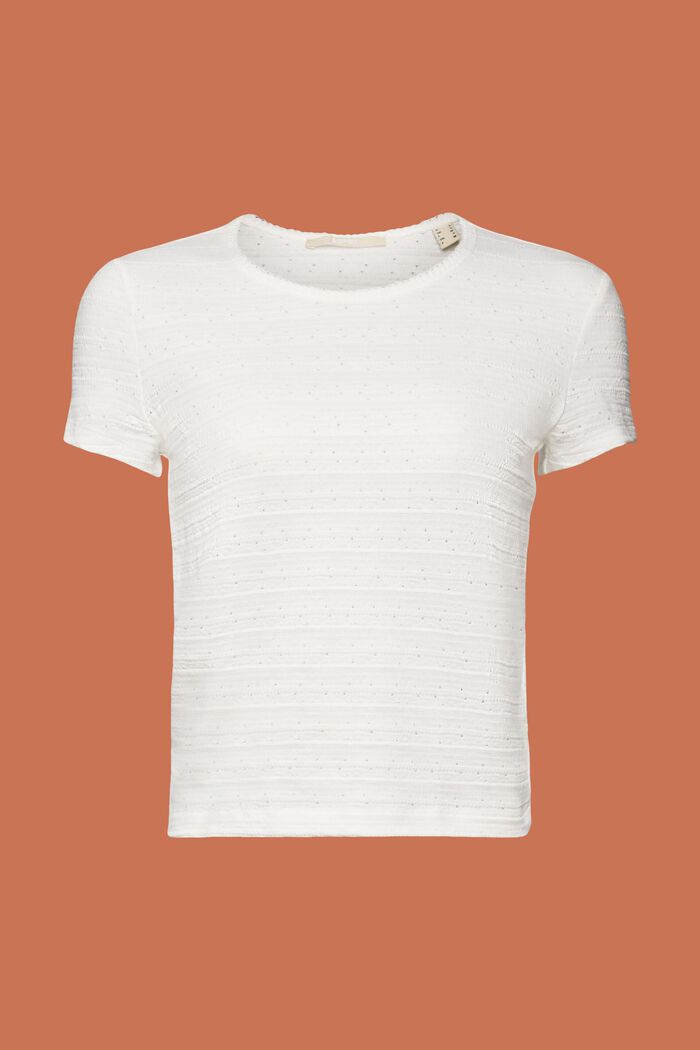Cotton Eyelet T-Shirt, OFF WHITE, detail image number 5