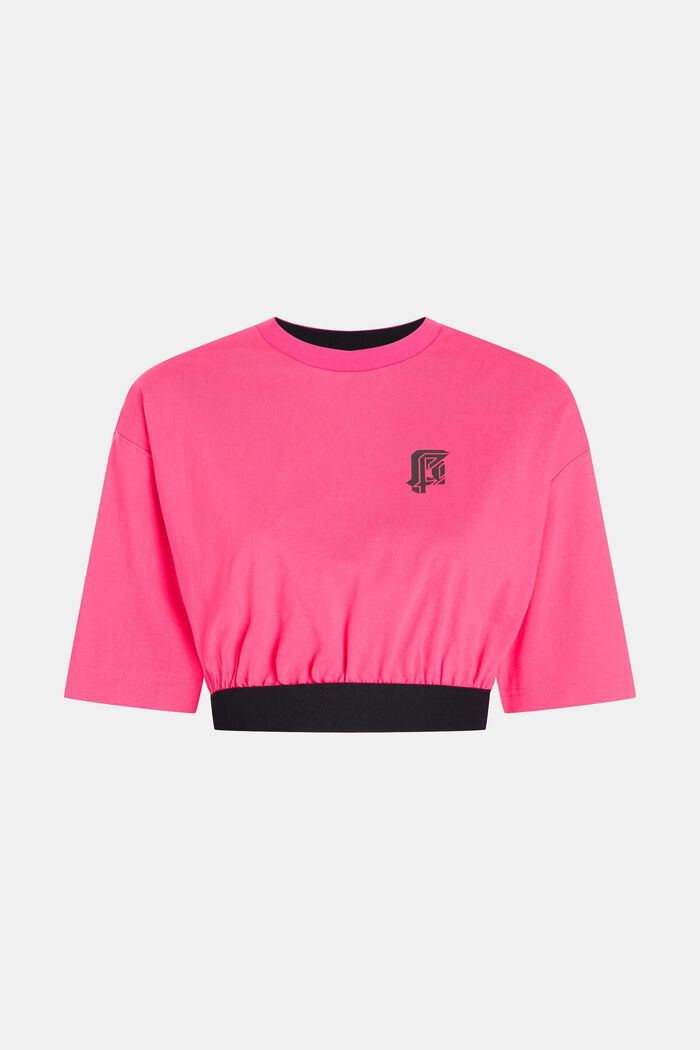 短身螢光羅紋袖口標誌 T 恤, 粉紅色, detail image number 4