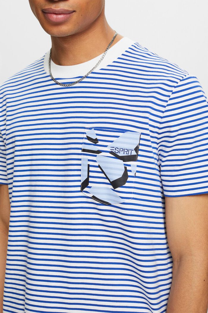Striped Cotton Jersey T-Shirt, BRIGHT BLUE, detail image number 3
