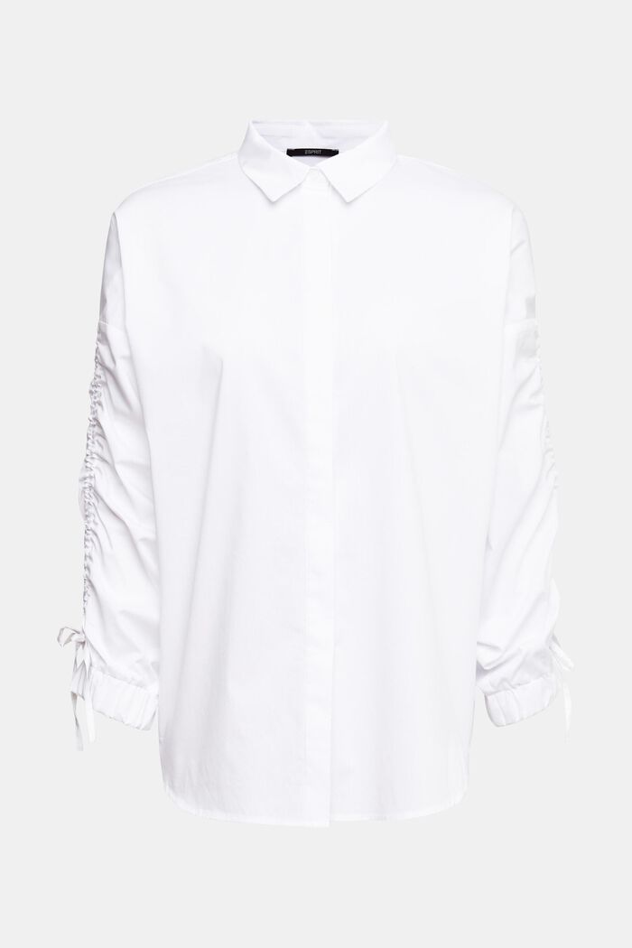 縮褶袖女裝恤衫, 白色, detail image number 2
