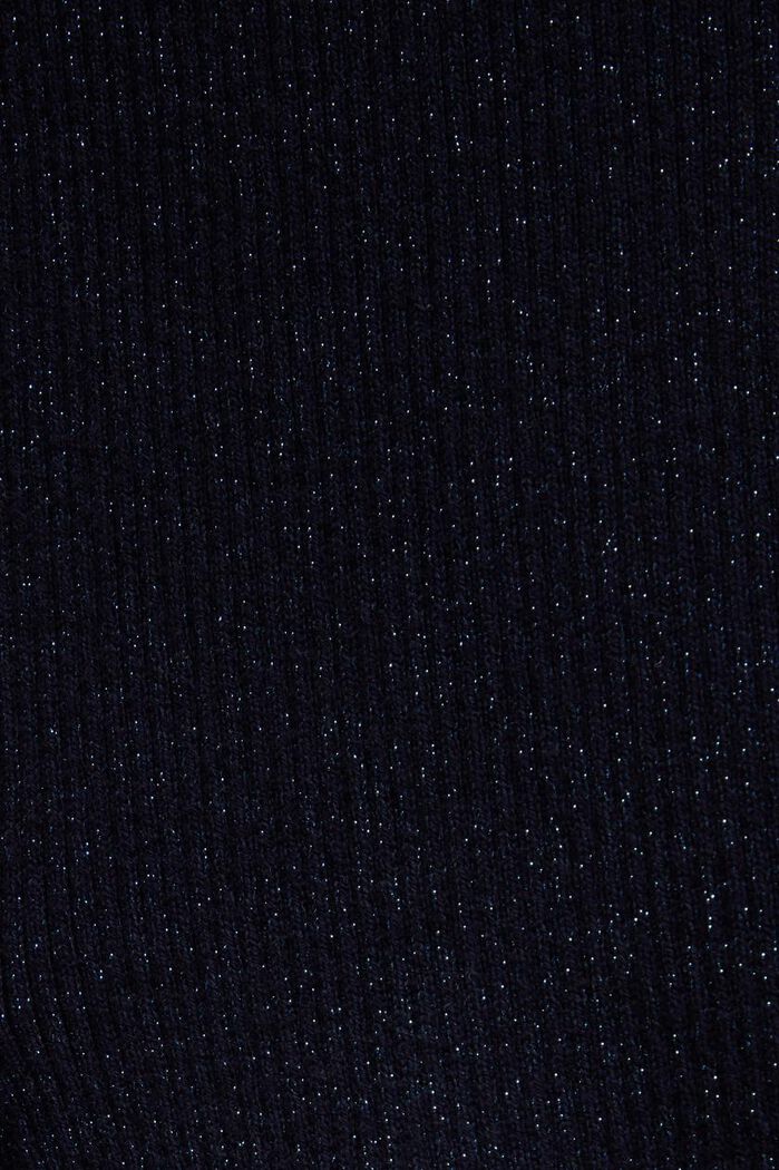 扭結交叉裙腰金屬光感羅紋中長半裙, 海軍藍, detail image number 4