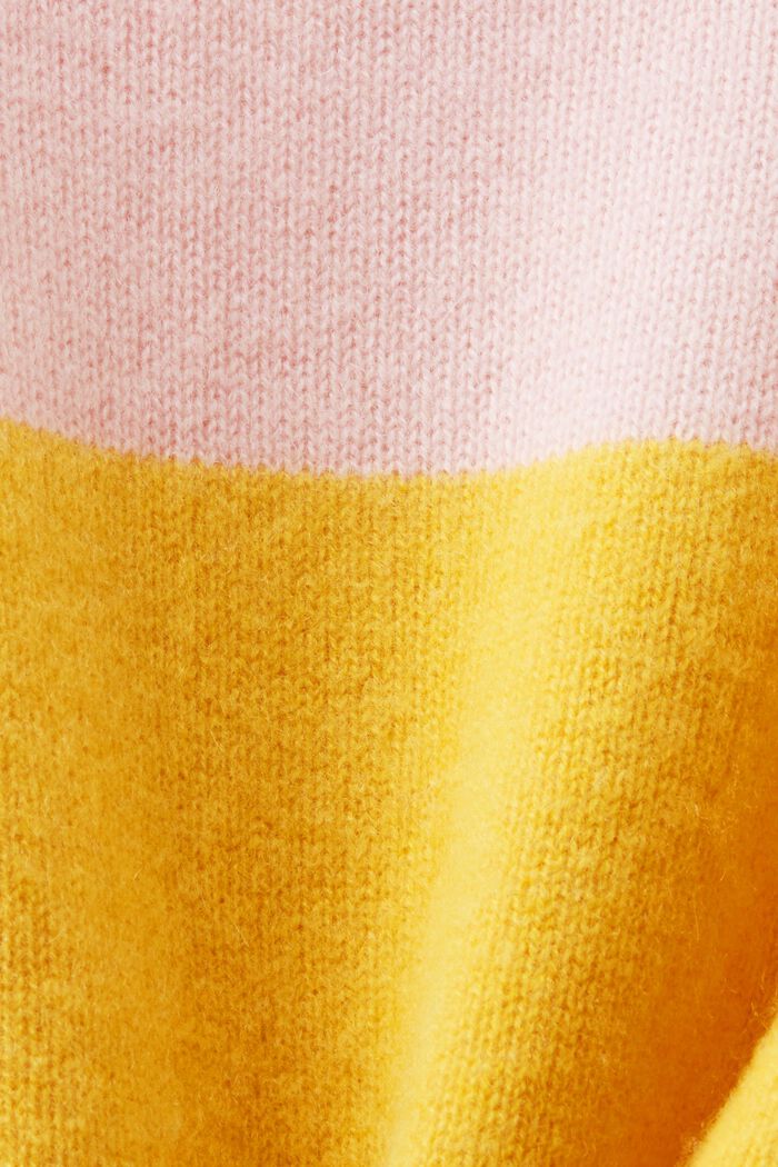 ‌POLO領橄欖球條紋羊絨毛衣, 黃色, detail image number 4
