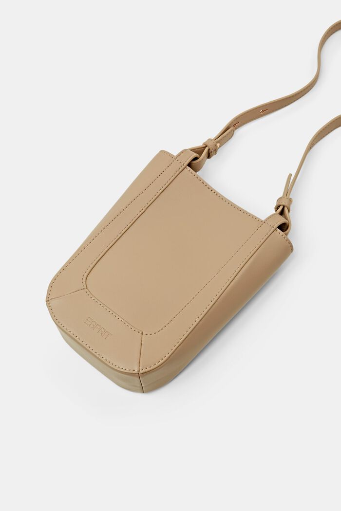 Faux Leather Crossbody Phone Bag, CREAM BEIGE, detail image number 2