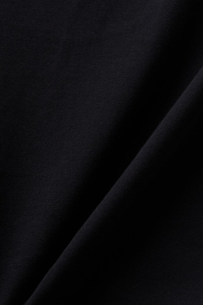 花卉圖案LOGO標誌T恤, 黑色, detail image number 4