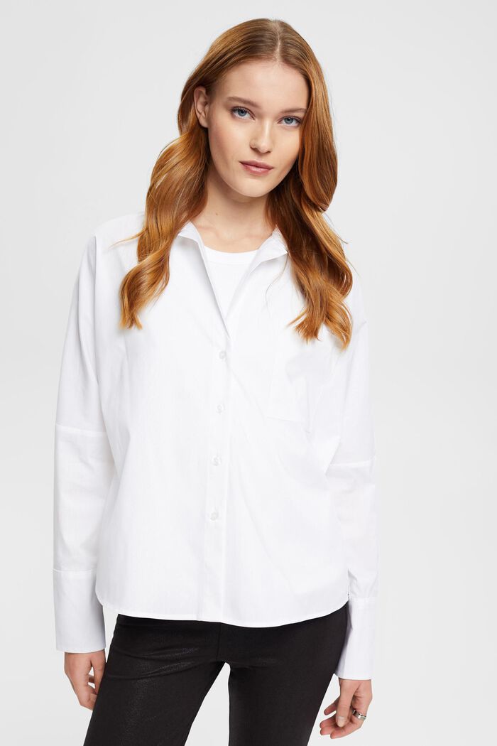 府綢女裝恤衫, 白色, detail image number 0