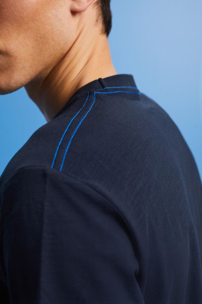 1%純棉平織布T恤衫, 海軍藍, detail image number 2