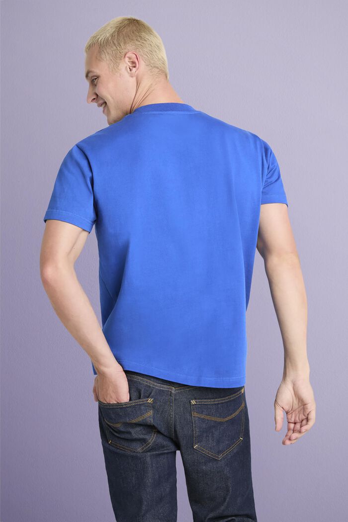 100%純棉厚平織布LOGO標誌T恤, 藍色, detail image number 2