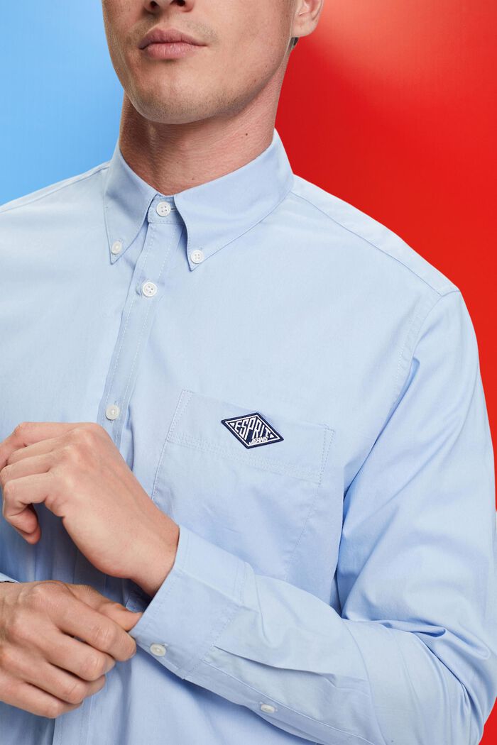 棉質扣角領恤衫, 淺藍色, detail image number 2