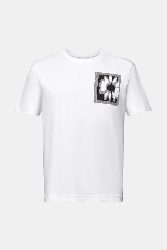 花卉圖案LOGO標誌T恤, 白色, detail image number 6