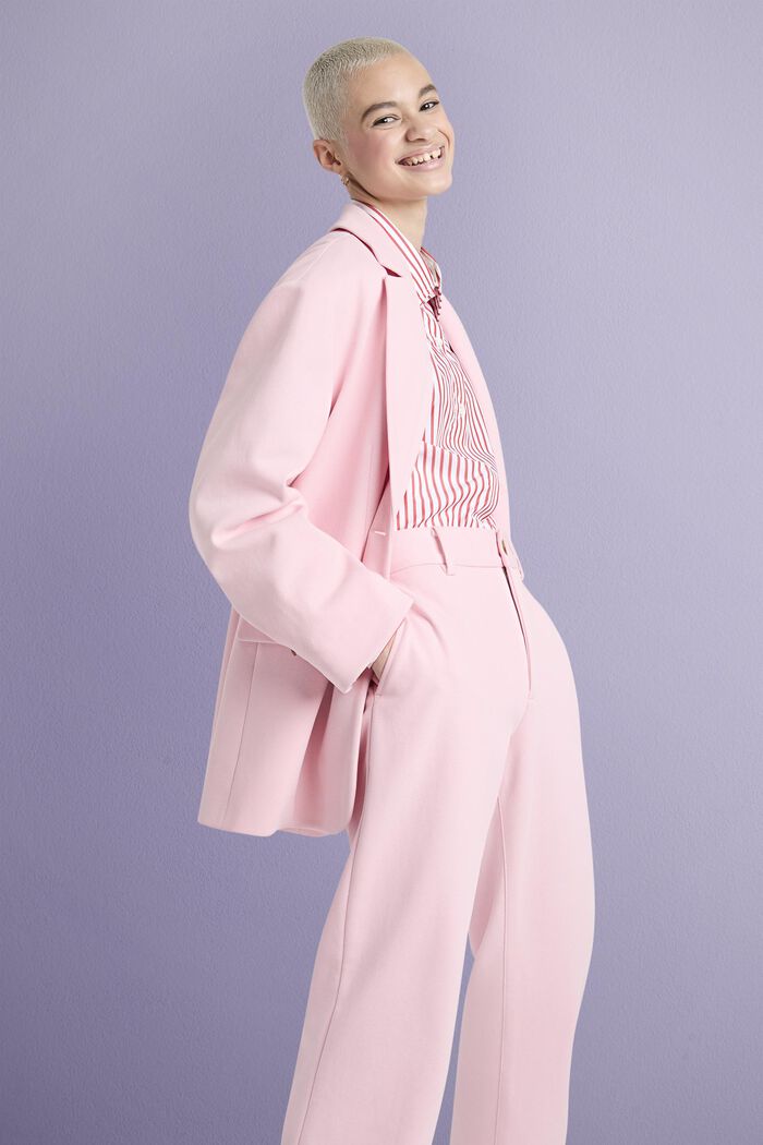 超大廓形針織西裝外套, 淺粉紅色, detail image number 3