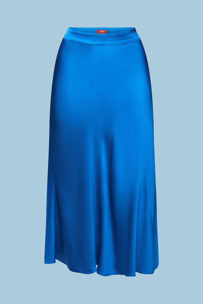‌緞面中長款半身裙, 藍色, detail image number 5