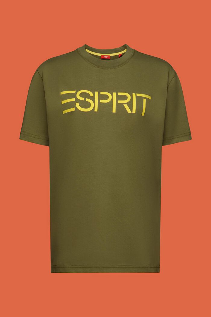 ‌超大廓形棉質平織布LOGO標誌T恤, 橄欖綠, detail image number 6