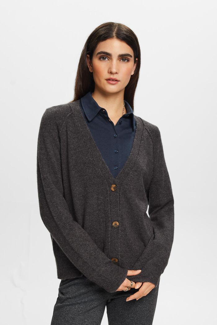 Sweaters cardigan, 深灰色, detail image number 0
