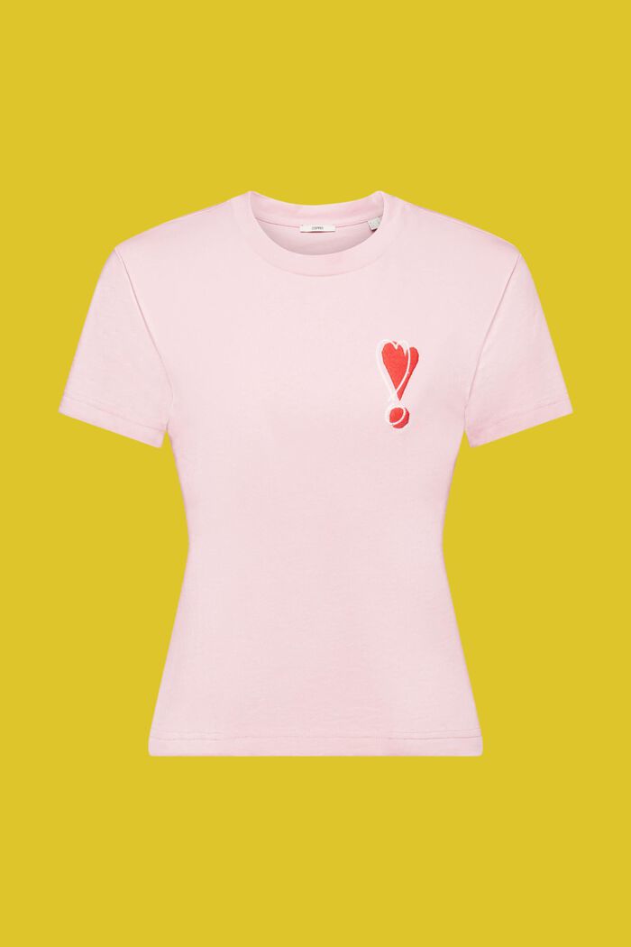刺繡心形圖案有機棉T恤, 粉紅色, detail image number 6