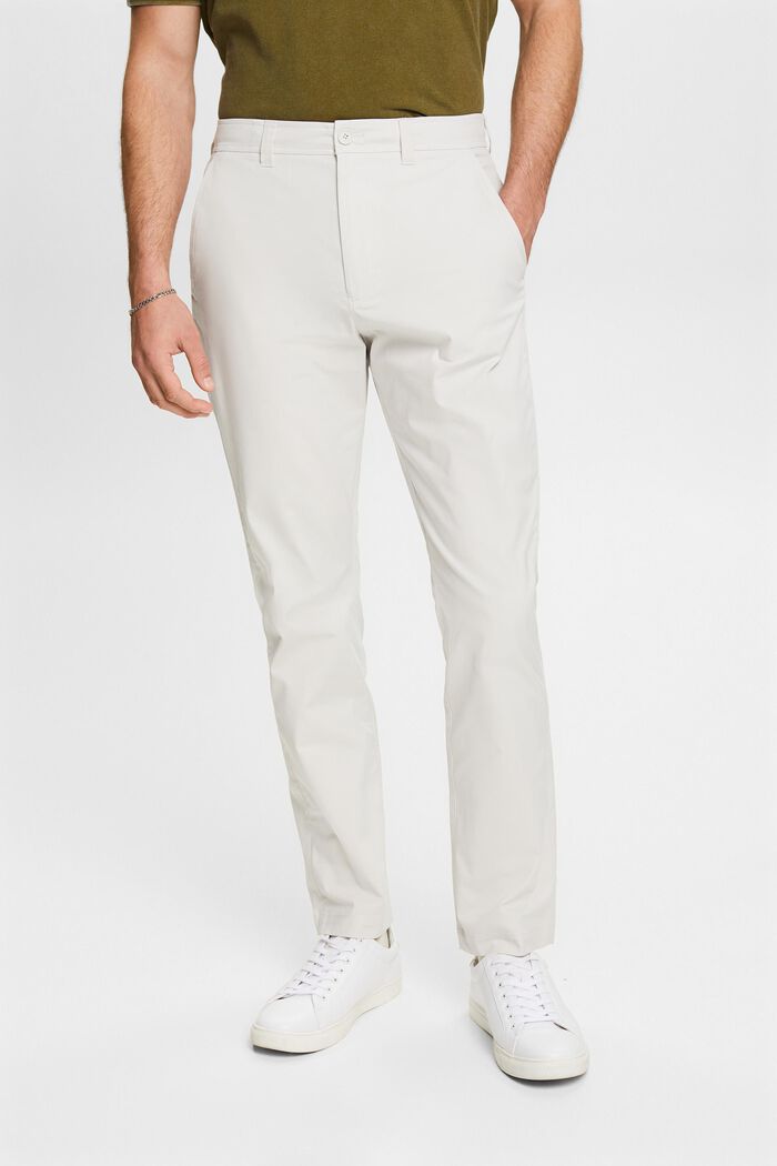 Stretch-Twill Straight Tapered Chino Pants, LIGHT GREY, detail image number 0