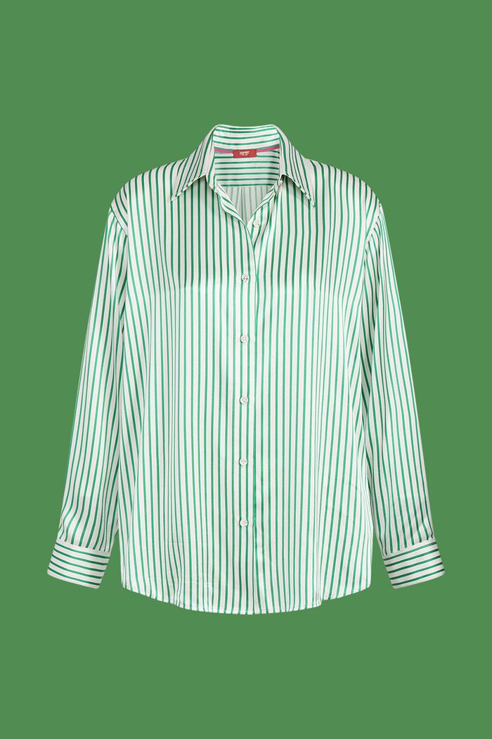 ‌條紋查米尤斯緞面恤衫, 綠色, detail image number 5